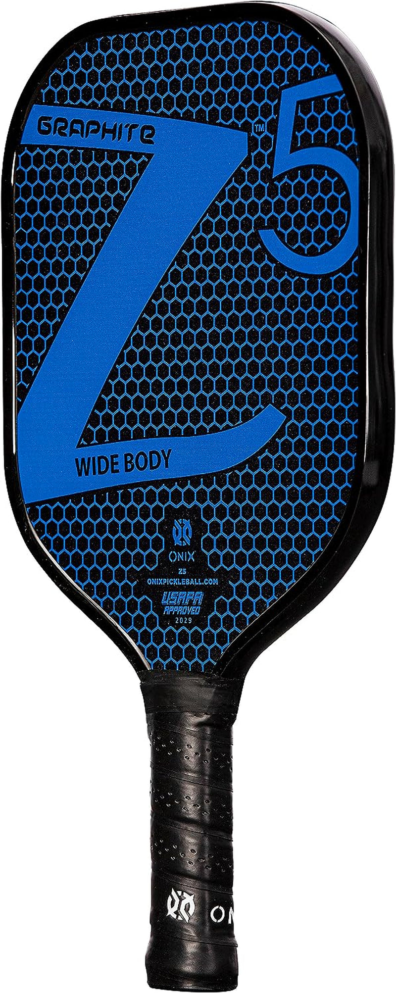 Graphite MOD Z5 Carbon Fiber Pickleball Paddle with Wide-Body Shape. Honeycomb Core, Graphite Face & Cushion Comfort Pickleball Paddle Grip