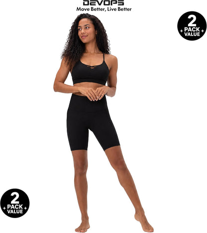 2 Pack Women'S 8" Biker Shorts High Waist Yoga Workout with Pockets