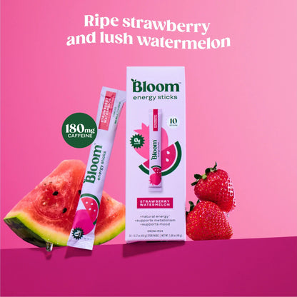 Bloom Nutrition Energy Sticks (10 Sticks) – Focus & Metabolism Support – Natural Caffeine & B Vitamins