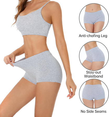 Boy Shorts Underwear for Women Cotton Boxer Briefs 5 Packs