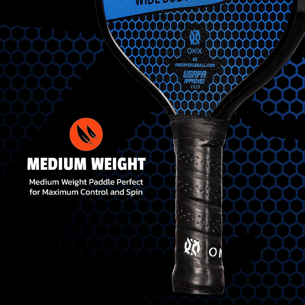 Graphite MOD Z5 Carbon Fiber Pickleball Paddle with Wide-Body Shape. Honeycomb Core, Graphite Face & Cushion Comfort Pickleball Paddle Grip