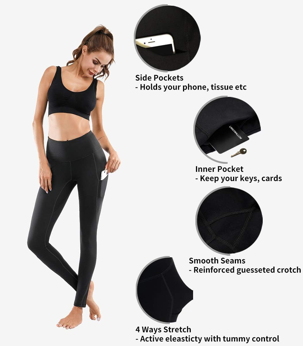 Women High Waist Yoga Pants with Pockets Stretch Soft Leggings