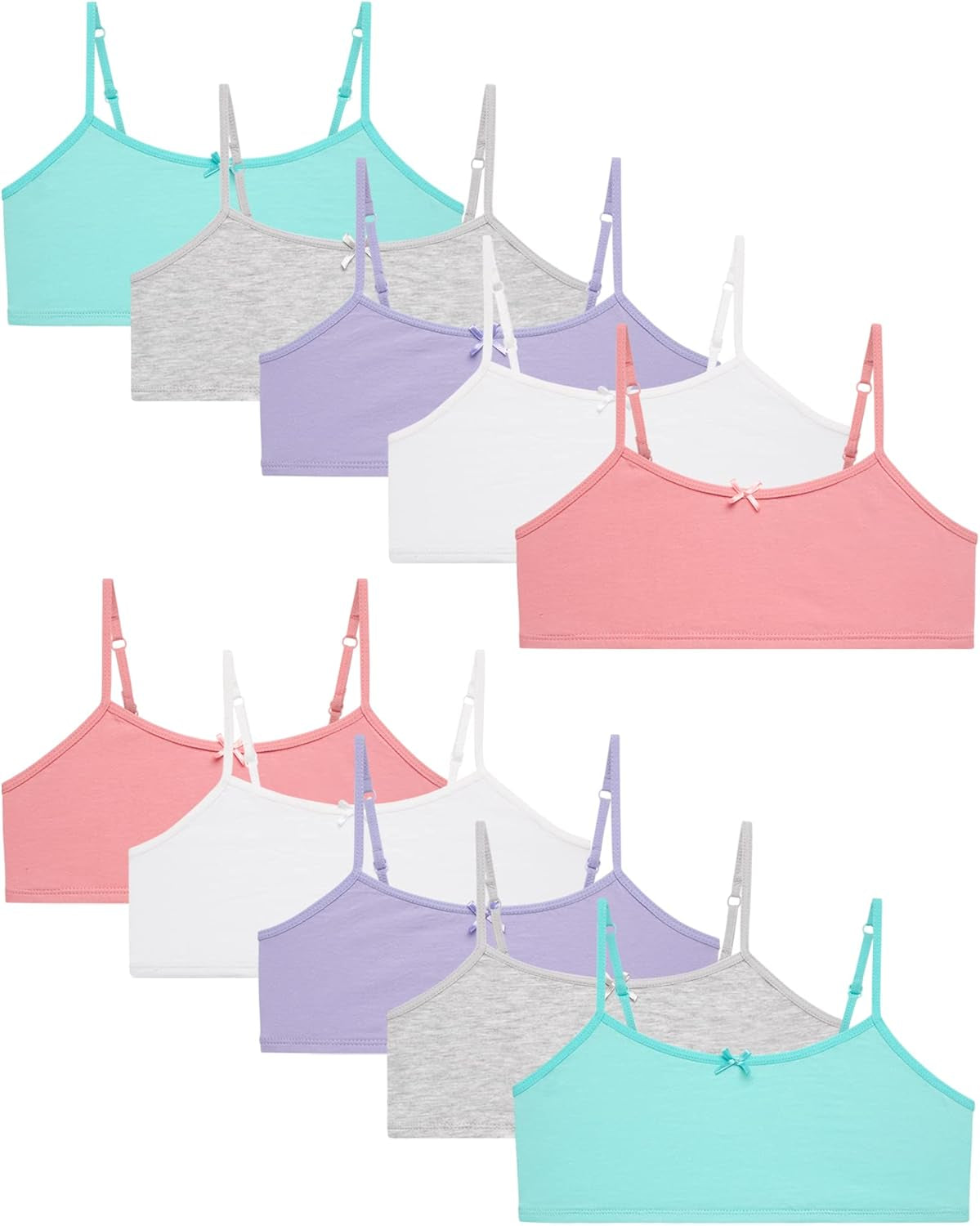 Girls Training Bras 10 Pack Soft Cotton Cami Everyday Bras