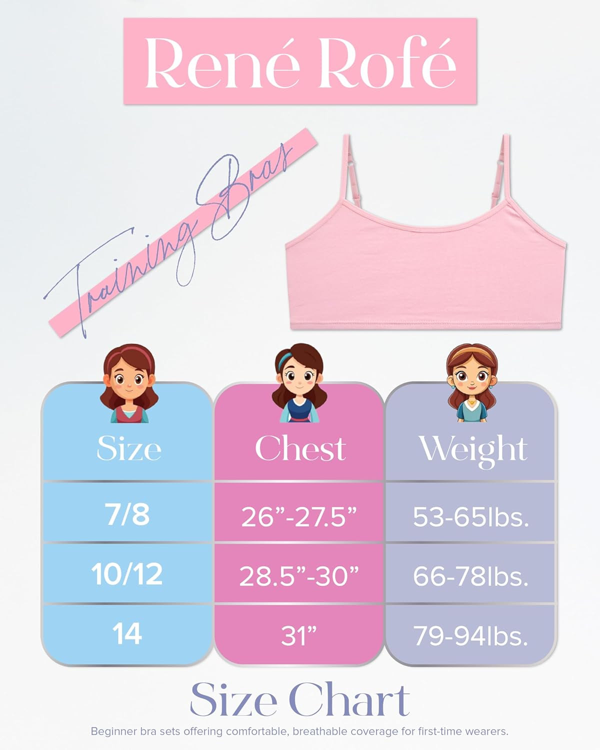 Girls Training Bras 10 Pack Soft Cotton Cami Everyday Bras