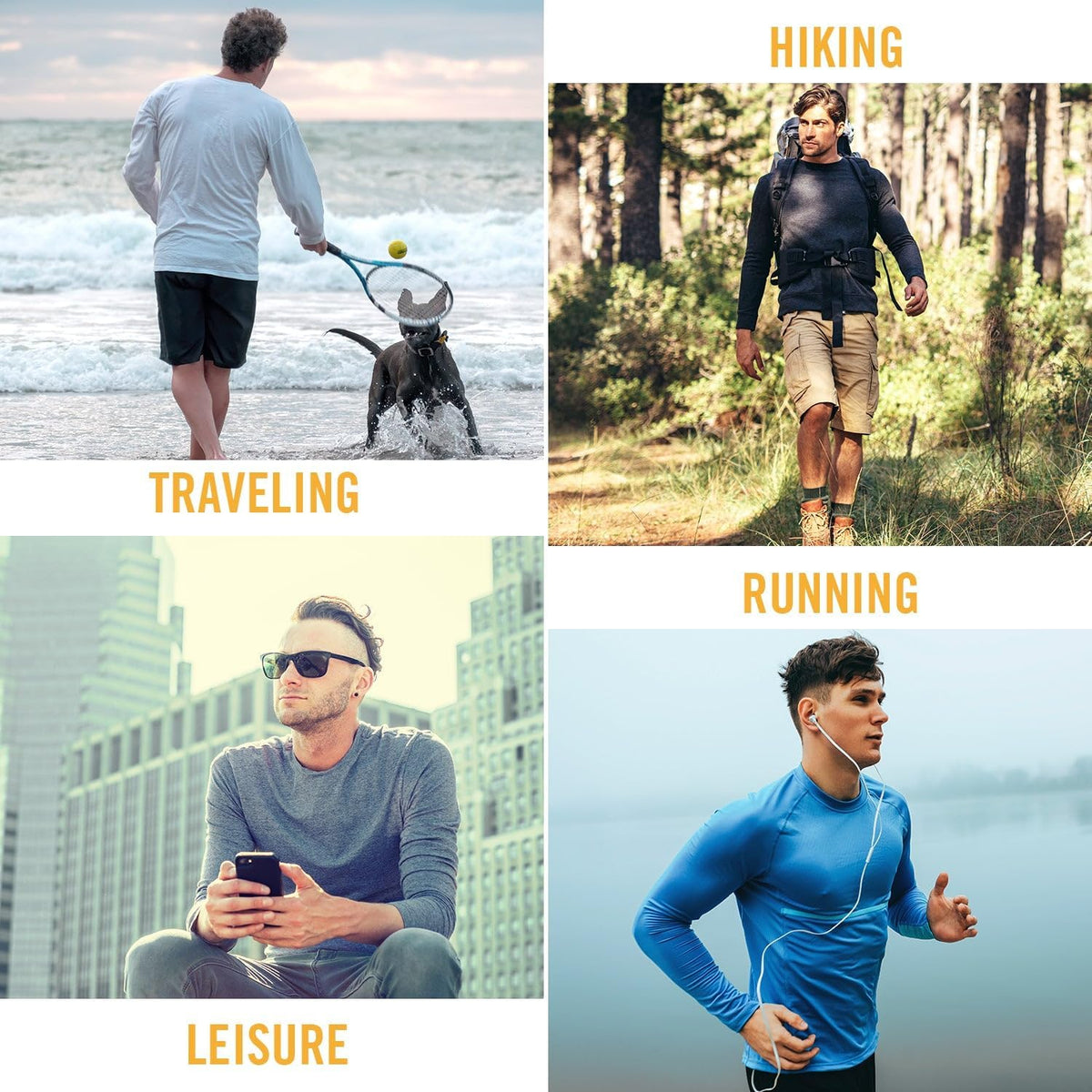 Men'S UPF 50+ Sun Protection Shirts Long Sleeve Rash Guard