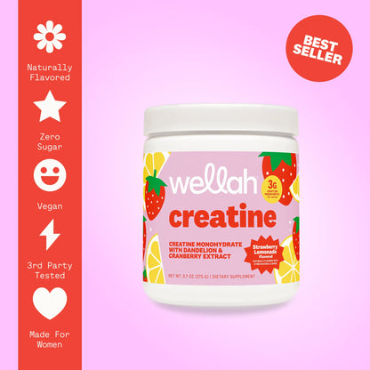 Wellah Nutrition Creatine Monohydrate | 50 Servings | 3G Creatine | Supports Energy, Muscle Recovery & Strength, Cognitive Health Dietary Supplement Powder