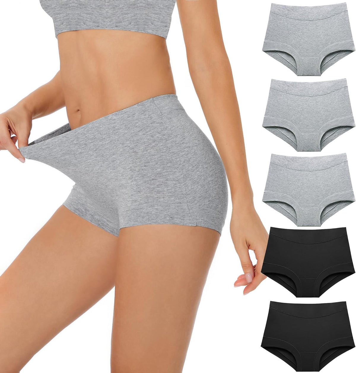 Boy Shorts Underwear for Women Cotton Boxer Briefs 5 Packs