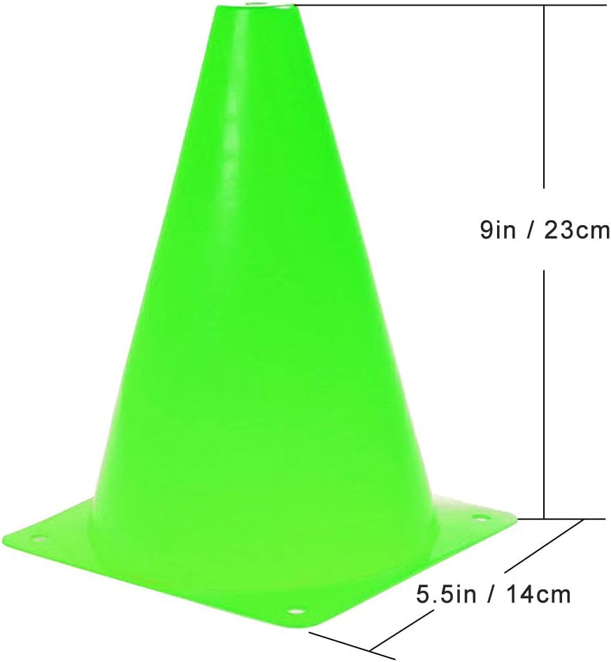 9 Inch Plastic Training Traffic Cones, Sport Cones, Set of 10/12/24