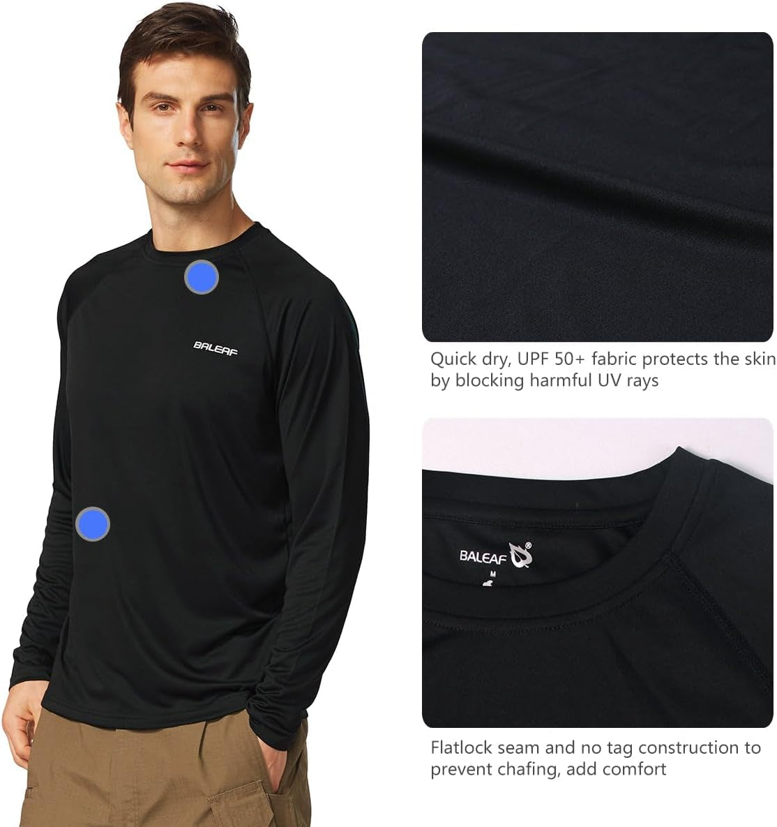 Men'S UPF 50+ Sun Protection Shirts Long Sleeve Rash Guard