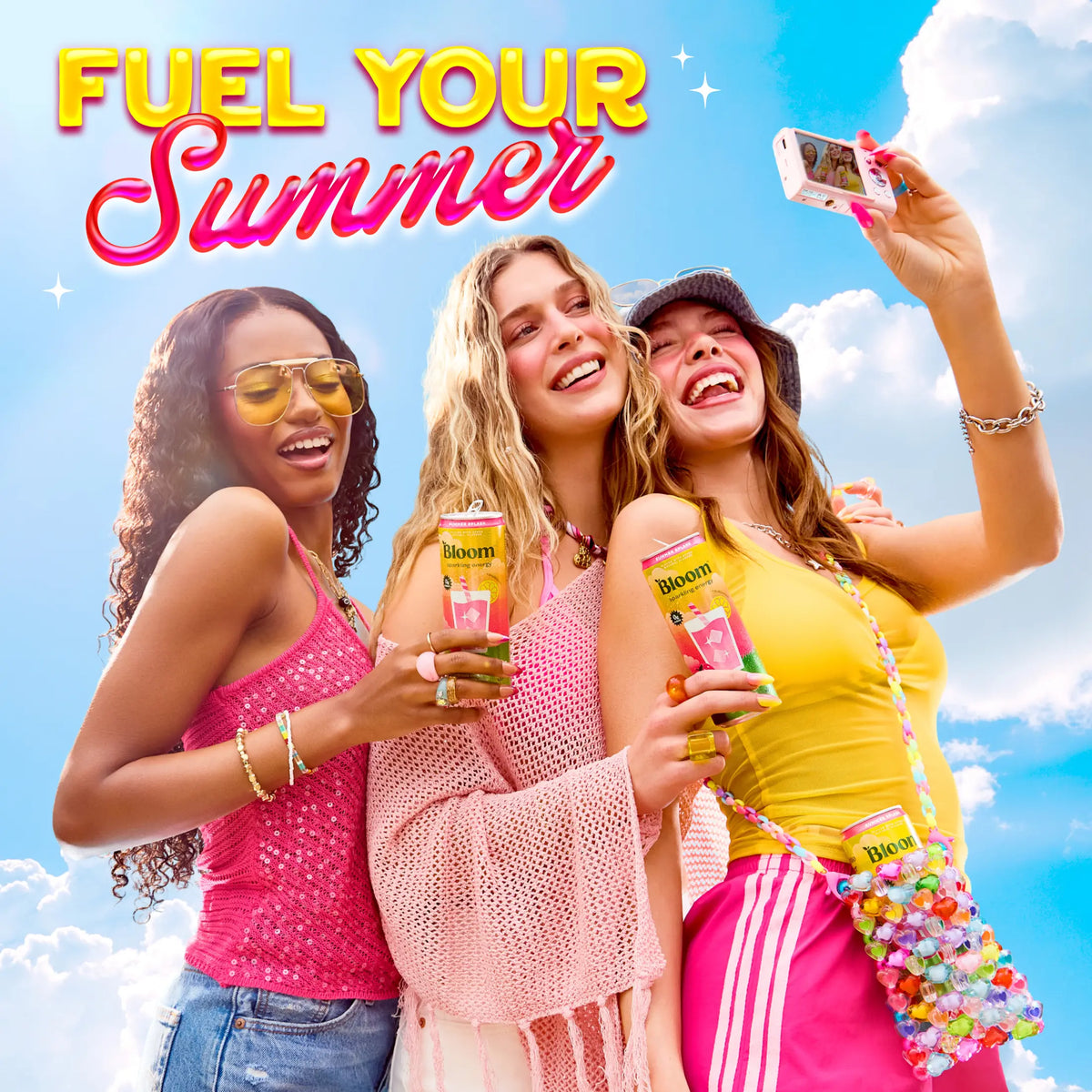 Summer Splash - Bloom Sparkling Energy Drink - Limited Time Flavor - Natural Caffeine, Zero Sugar, 180Mg Caffeine - Antioxidant-Rich with Green Coffee Bean, Green Tea Extract, Prebiotics, 12Oz 12 Pack