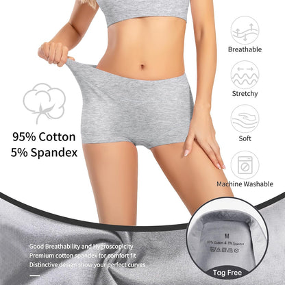 Boy Shorts Underwear for Women Cotton Boxer Briefs 5 Packs