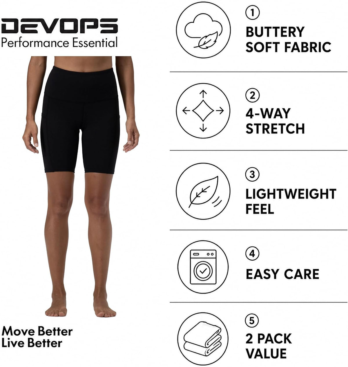 2 Pack Women'S 8" Biker Shorts High Waist Yoga Workout with Pockets