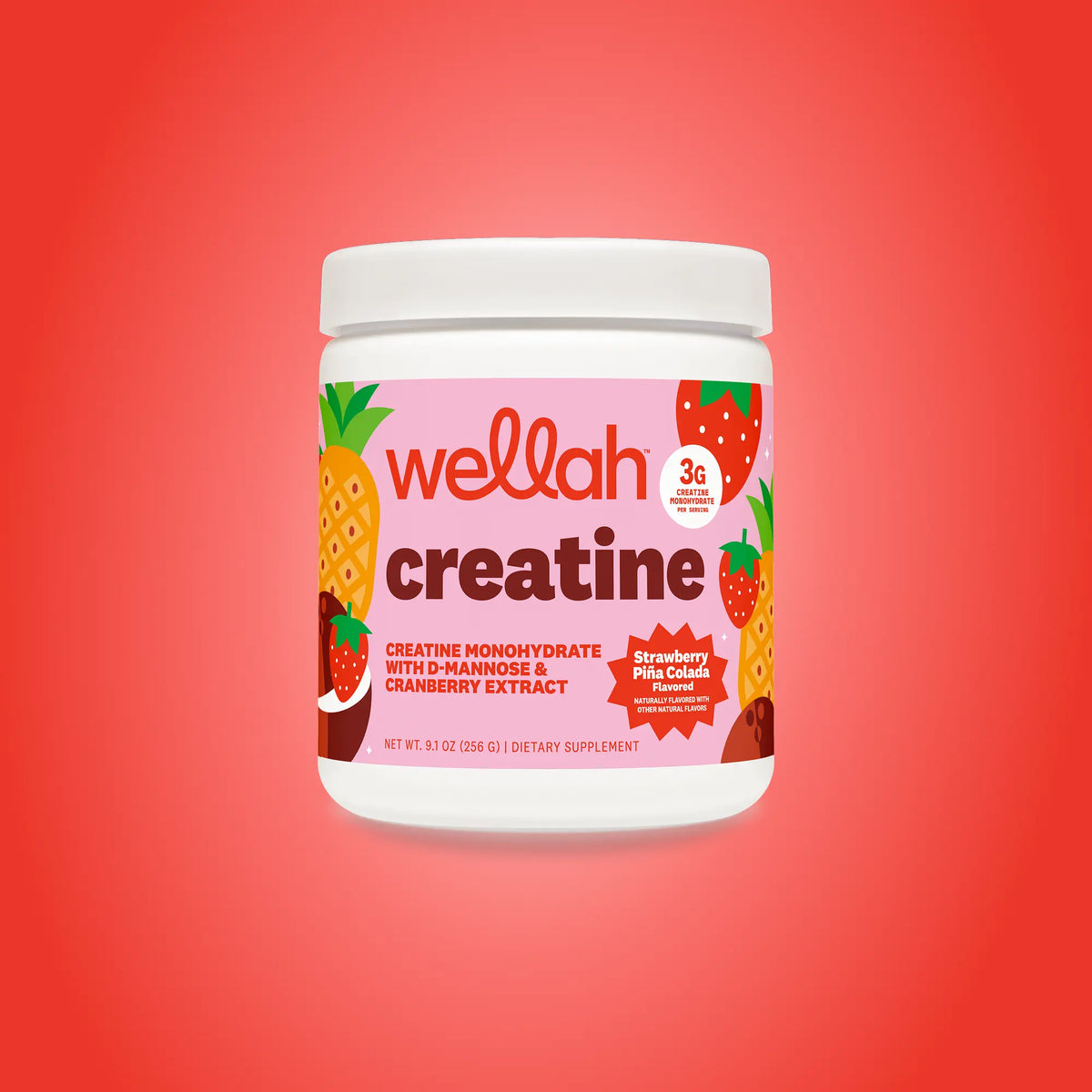Wellah Nutrition Creatine Monohydrate | 50 Servings | 3G Creatine | Supports Energy, Muscle Recovery & Strength, Cognitive Health Dietary Supplement Powder
